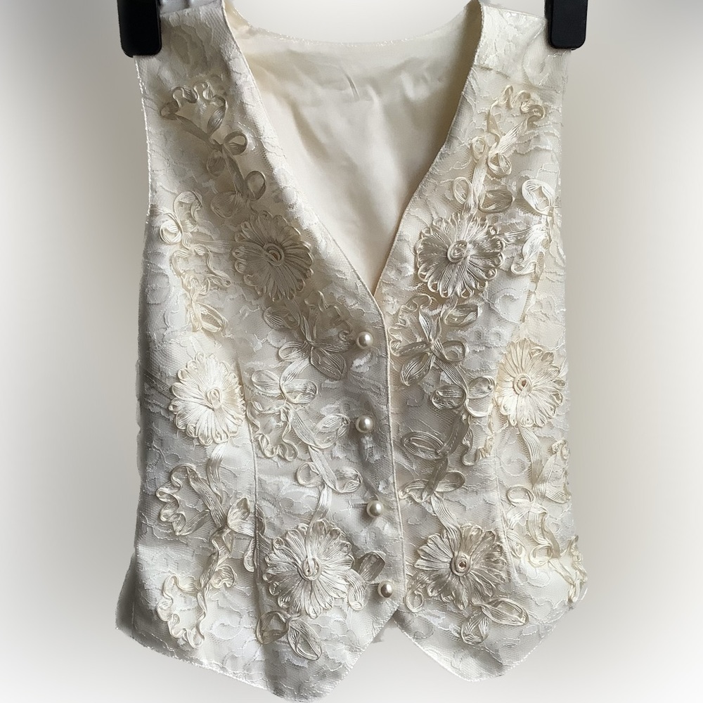 EUC Vintage Soutache Lace Pearl Vest waistcoat